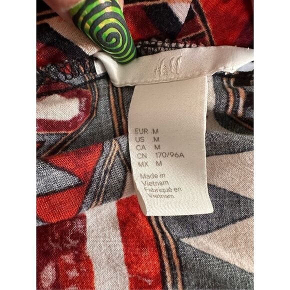 H&M Tribal Print Kimono Red Orange Black and White Medium - Picture 2 of 5